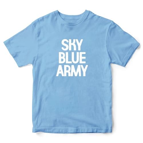 Image of Sky Blue Army Kids T Shirt Supporter Chant Boys Girls City Tee for Football Fan Coventry, 9-11 Years, Sky Blue