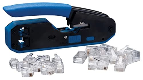 Image of IDEAL Industries, Inc. 33-396 Data/Voice Modular Plug Crimp Tool Kit, Crimping Tool for CAT3/5e/6 Cables, RJ-45 (8P8C) & RJ-11 (6P6C, 6P4C, 6P2C) w/ 20 Plugs