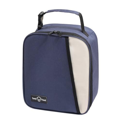 Image of croselyu Square Lunch Bag Portable Lunch Bag Mini Lunch Bag Insulated Bag Portable Cute Lunch Bag Outdoor Picnic Bag Ice Bag Outdoor Storage Bag, 1 PCE (Navy, S)