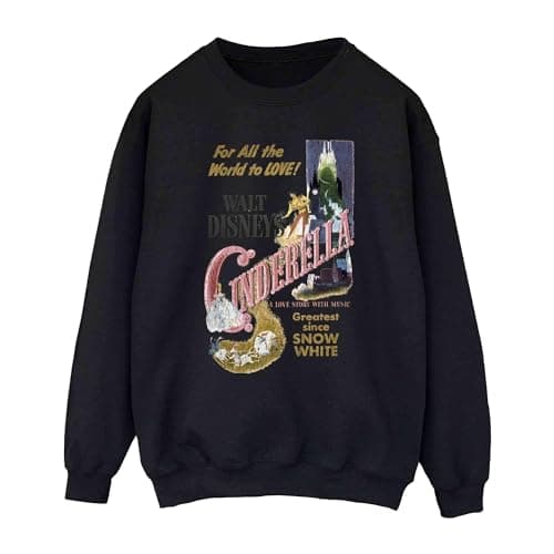 Image of Disney Princess Women's Cinderella Retro Poster Sweatshirt Medium Black