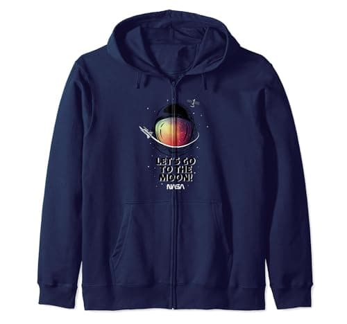 Image of NASA Let's Go To The Moon! Iconic Helmet Big Chest Poster Zip Hoodie