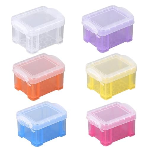 Image of LZZEM 6PCS Small Plastic Storage Set Colorful Stackable Storage Boxes With Lids and Snap On Buttons Ideal for Beads Office Supplies Cosmetics Craft Materials and Kitchen Countertops