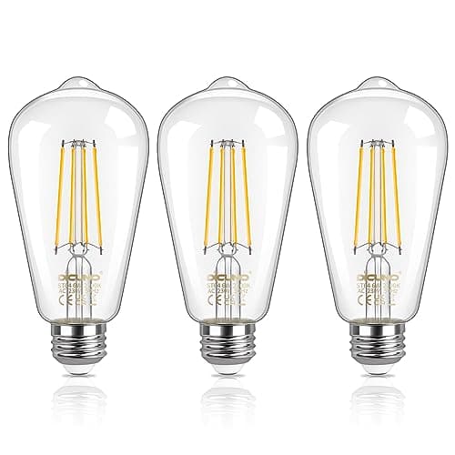 Image of DiCUNO Vintage Edison Light Bulb E27 Edison Screw Bulb ST64, 6W Equivalent to 60W, Filament Clear LED Bulb, Warm White 2700K, 810LM, Non-dimmable, 3 Pcs