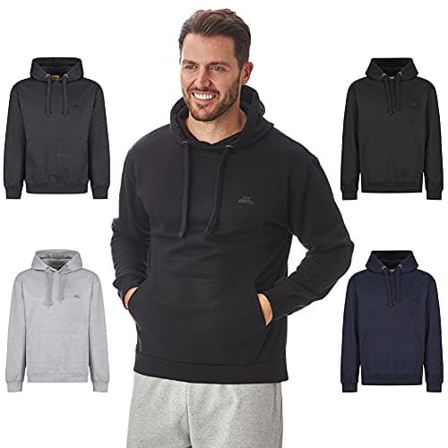 Image of Iron Mountain Men's Fleece Hoodie with Kangaroo Pocket Workwear Warm Soft Pullover Cotton Blend Lightweight Durable Winter Hooded Sweatshirt for Men Casual Wear (Black, XL)