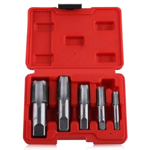 Image of LEONTOOL 5-Piece NPT Pipe Tap Set 1/8", 1/4", 3/8", 1/2", 3/4" Thread Forming Tap, Gcr15 Steel NPT Tap Set for Accurate Threads, Assorted Plumbers Mechanics DIY Thread Cutting Tools with Storage Case