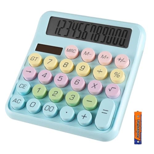 Image of Calculators HIHUHEN Large Calculator Solar & Battery Power 12 Digit Display Multi-Functional Big Button for Business Office School Calculating (HY-2208)