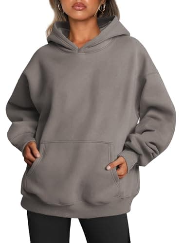 Image of Famulily Womens Casual Long Sleeve Hoodie Crew Neck Fashion Sweatshirt Relaxed Fit Drop Shoulder Pullovers Top Coffee XL