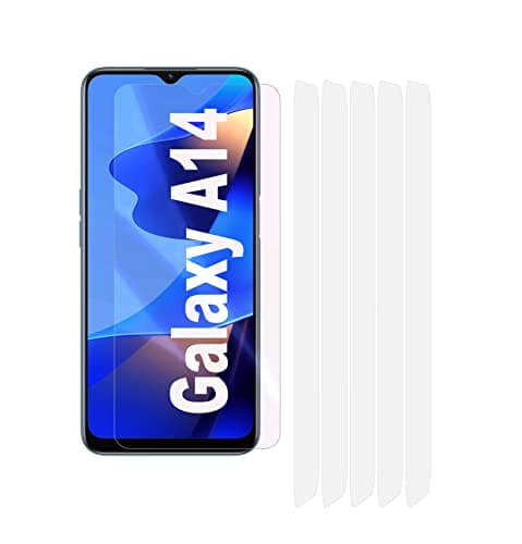 Image of Fonetek® 5x Clear Plastic PET LCD Screen Protector Cover Guards for Samsung Galaxy A14 / A14 5G