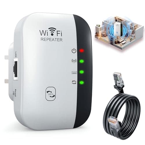 Image of WiFi Extender, WiFi Booster, WiFi Repeater with Ethernet Port, Range Covers Up to 3000 Sq.ft and 45 Devices, Internet Booster, Quick Setup, Broadband Wireless Signal Amplifier for Office Home