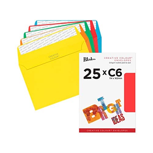 Image of Blake Creative Colour C6 114 x 162 mm 120 gsm Peel & Seal Wallet Envelopes (15123) Assorted Bright Colours - Pack of 25