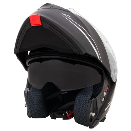 Image of Zorax Matt Black/White M (57-58cm) ZOR-838 Double Visor Modular Flip up Front Motorcycle Motorbike Helmet ECE 2206 Approved