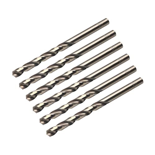 Image of Utoolmart Twist Drill Bits 6.5mm Dia Split Point Tip High Speed Steel Cobalt Straight Shank Drilling Hole Tool for Steel Wood Plastic Metal Copper Aluminum Alloy Champagne Color 6pcs