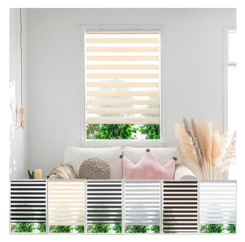Image of Zebra Day Night Roller Blinds - Made to Measure Day and Night Roller Window Blind with Light Filtering Privacy - Easy Fit Custom Roller Blind by Aprica (Colour Cream - Width 120cm Max - Drop 160cm)