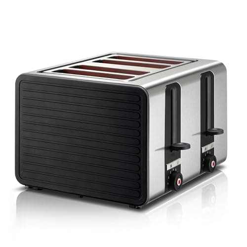 Image of Bosch Silicone TAT7S43GB 4-Slice Toaster with 7 browning levels, Reheat/Defrost, Auto Shut-Off, High Lift and Crumb Tray in Stainless Steel