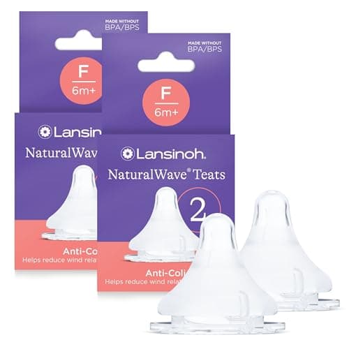 Image of Lansinoh NaturalWave Baby Bottle Teats - Fast Flow - 4 Pack - Anti-Colic Air Vent - BPA & BPS-Free - Clinically Proven to Reduce Nipple Confusion - Compatible with Lansinoh Bottles