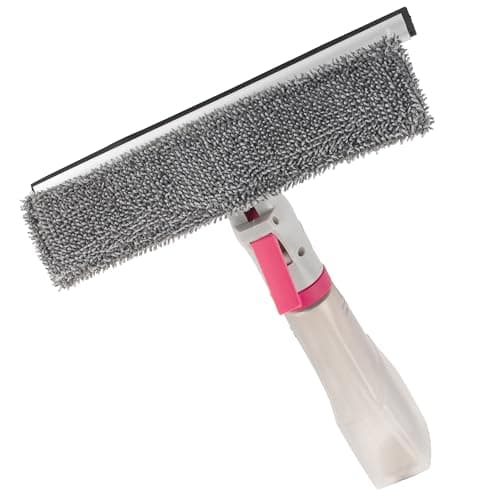 Image of Kleeneze KL062635EU Window Cleaner Squeegee – Microfibre Wiper with Spray Function, Window Wiper for Shower, Tiles & Mirrors, Machine Washable Cleaning Pad, Streak-Free Cleaning, 200 ml Water Capacity