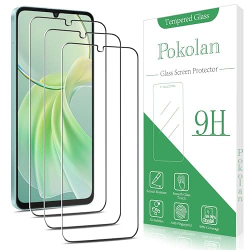Image of Pokolan 3 Pack Screen Protector for Samsung Galaxy A06 Tempered Glass, 9H Hardness, Case Friendly, No Bubbles, Anti Scratch, Ultra Resistant