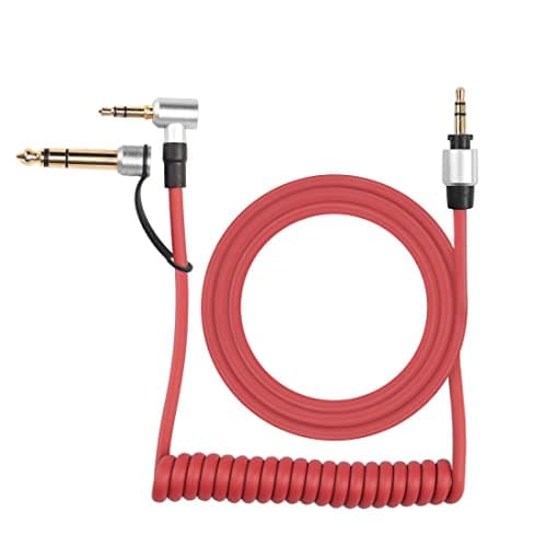 Image of YACSEJAO Coiled Audio Cable Replacement 3.5mm(1/8") to 3.5mm(1/8") & 6.5mm(1/4") Replacement Audio Aux Auxiliary Cable