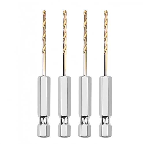 Image of 2mm Hex Shank Drill Bits Set - 4-Pack Titanium Coated High Speed Steel Twist Bits for Wood, Metal, Plastic, Stainless Steel & Alloys | Heavy-Duty Versatile Drilling Solution
