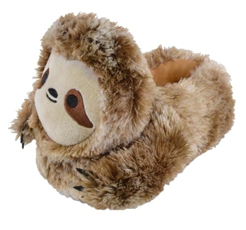 Image of Boys Girls Kids Novelty 3D Character Plush Slippers Sloth 11/12 UK Child