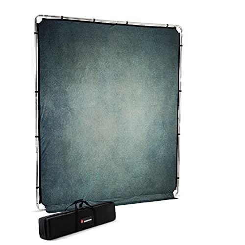 Image of Manfrotto EzyFrame Vintage Background Kit - Colour Sage - Collapsible - Aluminium Frame - 2 metre x 2.3 metre - 2 x 2.3m - with Rigid Carry Case - LL LB7932