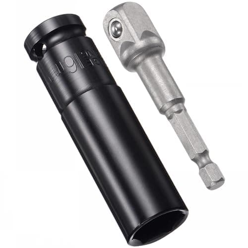 Image of TA-VIGOR 1/2" Drive Socket Accessory Set, 16mm 6-Point Deep Impact Sockets 3" Length and 1/2" to 1/4" Hex Shank Adapters, Heat-Treated CR-V Steel Socket Adapter Accessory Set Kit for Hex Bolts Nuts