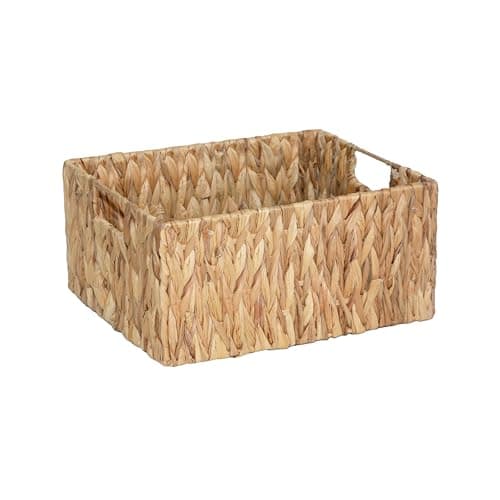 Image of Woven Water Hyacinth Organiser Storage Baskets Wicker Hamper Basket With handles Gift Basket Bathroom Toys (Medium)