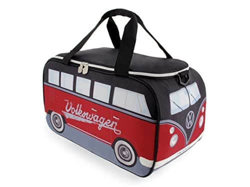 Image of BRISA VW Collection - Volkswagen Insulated Cool-Warm Thermo Picnic Lunch Bag Box for Food in T1 Bus Design (Black & Red/25 Liters/6.6 Gallons)