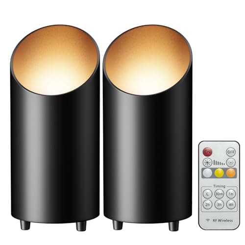 Image of Wireless Spot Lights Indoor, Dimmable Modern Uplighter Wall Wash Lamps, Accent Light Indoor with Remote Control, 5000mAh Battery Operated Plant Uplighters Indoor with Timer, 3000K/4000K/6000K, 2 Pack