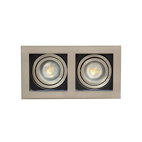 Image of UKEW Double Head Recessed Ceiling Lights - GU10 LED Adjustable Satin Finish with Square Black Interior Downlight - Tiltable Spotlights for Bedroom Lounge
