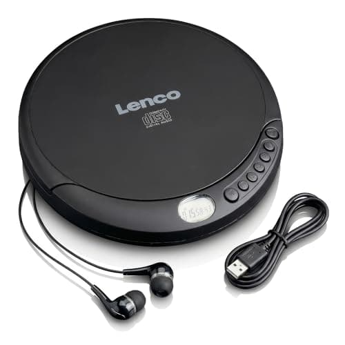 Image of Lenco CD-010 - Portable CD Player Walkman - Diskman - CD Walkman - with Headphones and Micro USB Charging Cable - Black