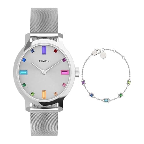 Image of Timex Women's Transcend 31 mm Quartz Watch - Silver-Tone Stainless Steel Mesh Band with Silver-Tone Dial TWG066900