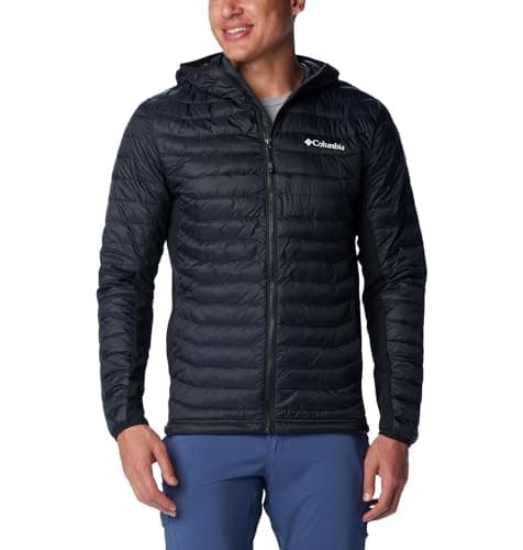 Image of Columbia Men's Powder Pass Hooded Jacket Hooded Puffer Jacket, BLACK, Size XS
