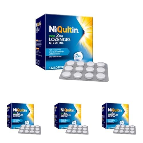 Image of NiQuitin Mint 2 mg Lozenges - Effective Smoking Craving Relief - 132 Lozenges - Long-Lasting Effect - Reduce and Quit Smoking Aid (Pack of 4)