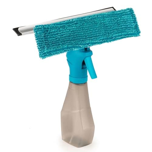 Image of Beldray LA024275TQ Window Squeegee – Machine Washable Microfibre Pad & Scraper Wiper For Mirrors/Tiles/Shower Screens/Glass Cleaning, 200 ml Spray Bottle, Window Washing, Multipurpose Cleaner Kit