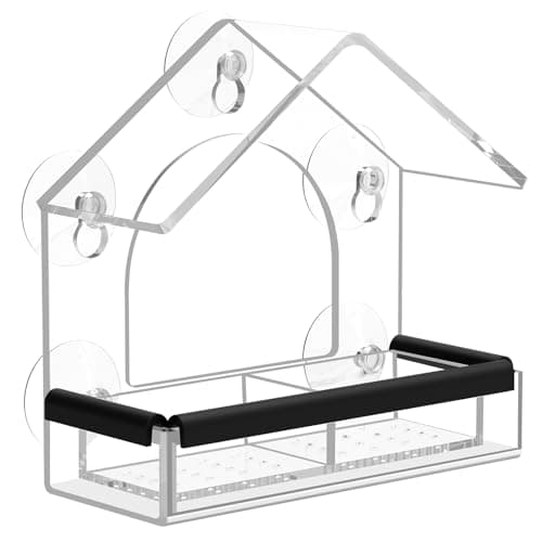 Image of LIANGPIN Clear Window Bird Feeder with 5 Strong Suction Cups, Sturdy and Durable Acrylic Bird Feeders for Wild Small Birds only, as a Bird Watching Gift, Outdoor Bird Feeder, and Garden Decor