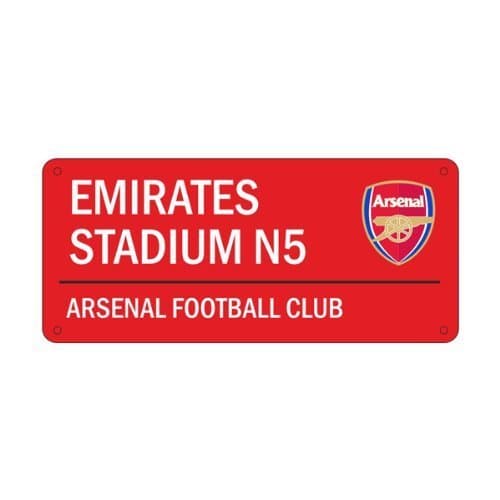 Image of Official Football Merchandise Metallic Sign Street Sign Design for Football Stadium 40cm x 18cm Arsenal