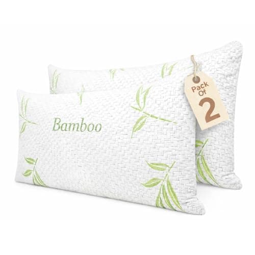 Image of EDS Bamboo Memory Foam Pillow Pack of 2 Neck pillow & Shoulder Support Sleeping Comfortable Bed Pillows with Removable Covers Breathable & Machine Washable for Side Back & Front Sleepers (Pack of 2)