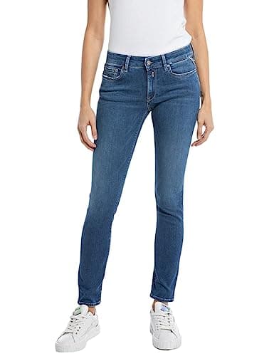 Image of Replay women's jeans New Luz skinny fit with power stretch, blue (Medium Blue 009), 24W / 28L