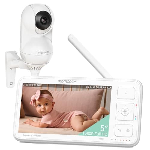 Image of momcozy Video Baby Monitor, 5.5” 1080P Full HD Baby Monitor with Camera & Wall Mount, No WiFi, 5800mAh Battery, Infrared Night Vision, 2-Way Audio, Lullabies, 1640ft Range, Take Photos & Videos, BM03