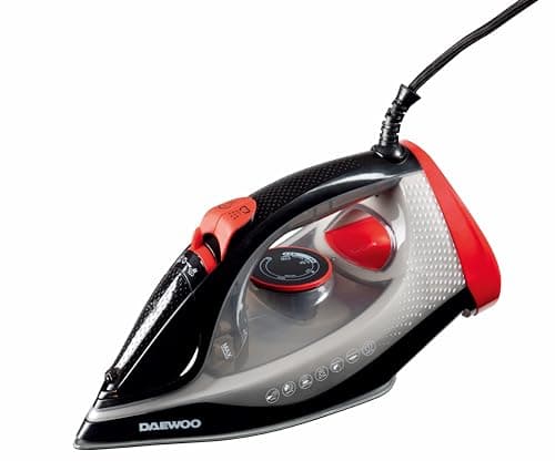 Image of Daewoo Glide Iron, The Ultra Glide, 2600W Steam Iron With Ceramic Soleplate, High Burst Steam And Precision Tip With An Adjustable Temperature Dial And Self Clean Function, Red And Black