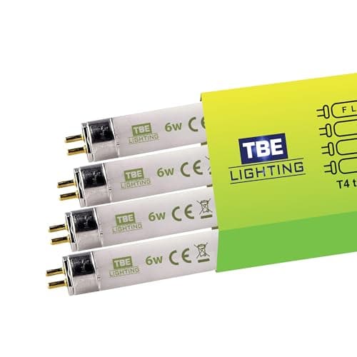 Image of TBE Lighting T4 6w Fluorescent Tube Lamps 232mm - 4 Pack of CFL Bulbs - G5 2-Pin Base fittings - T4 High Efficiency Lamps, Soft White 3500K