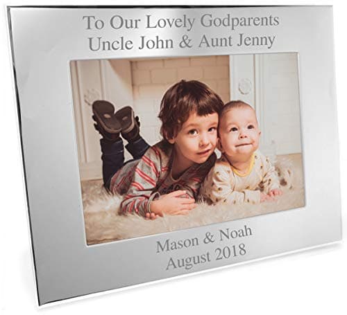 Image of Personalised Silver Landscape 4x6 Photo Frame - Any Message, Velvet Frame Backing With Stand Weddings Birthdays Anniversaries