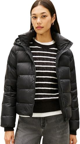 Image of Tommy Hilfiger Women's Casual Down Jacket with Hood, Black (Black), XXL