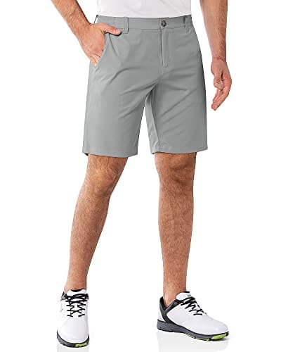 Image of 33,000ft Men's Golf Shorts 9" Dry Fit Stretch Golf Short UPF 50+ Lightweight Flat Front 4-Way Stretch Bermuda Shorts Breathable Shorts with 4 Pockets and Tee Holders, Mid Grey 32W x 9L