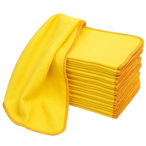 Image of Laam linen Luxury Quality Large Strong Yellow Dusters Household Cleaning Polishing Dusting Cloth 100% Cotton Ideal Use for Cleaning Purpose (35x45cm (pack of 8))