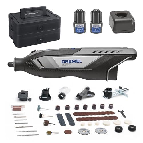 Image of Dremel 8250 12V Cordless Rotary Tool 5.000-30.000 RPM Brushless Multitool kit with Dremel Box, 65 Accessories, 5 Attachments 2 Battery+Charger for Grinding, Drilling, Routing, Grout Removal, Engraving