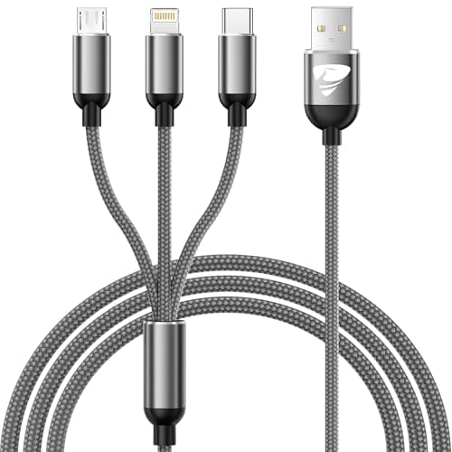 Image of Multi Charger Cable, 3 in 1 Fast Charging Cable [1.2M] 3A Nylon Braided Multiple Charger Cable with Micro USB Type C Lightning Connector for iPhone 17 16 15 14, Samsung, Huawei, Nexus, LG, Nokia, Sony