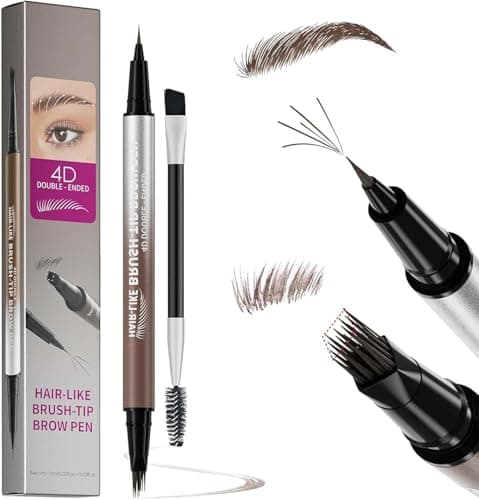 Image of 2-in-1 Microblading Eyebrow Pen - Waterproof Eyebrow Pencil with 4D Fork & 0.1mm Precision Tip, Long Lasting & Smudge-proof with Brush, Natural Hair-Like Look (Brown)