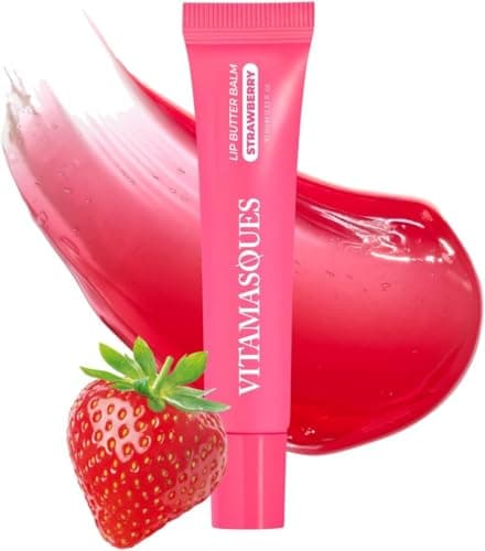 Image of Vitamasques Peptide Lip Balm for Dry Cracked Lips, Moisturising & Hydrating Tinted Lip Balm, Korean Lip Mask Plumping Lip Treatment for Dry Lips - Strawberry, Made in Korea, 0.33 fl oz